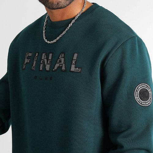 Sweat Crewneck Broderie Damier 1102 Vert