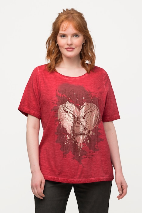 Trachten-T-Shirt, Hirsch, Classic, Rundhals, Halbarm