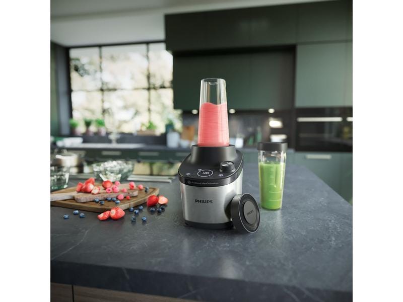 Philips Standmixer HR3760/12 7000 Series Edelstahl/Schwarz Hochleistungsmixer mit ProBlend Ultra Technologie