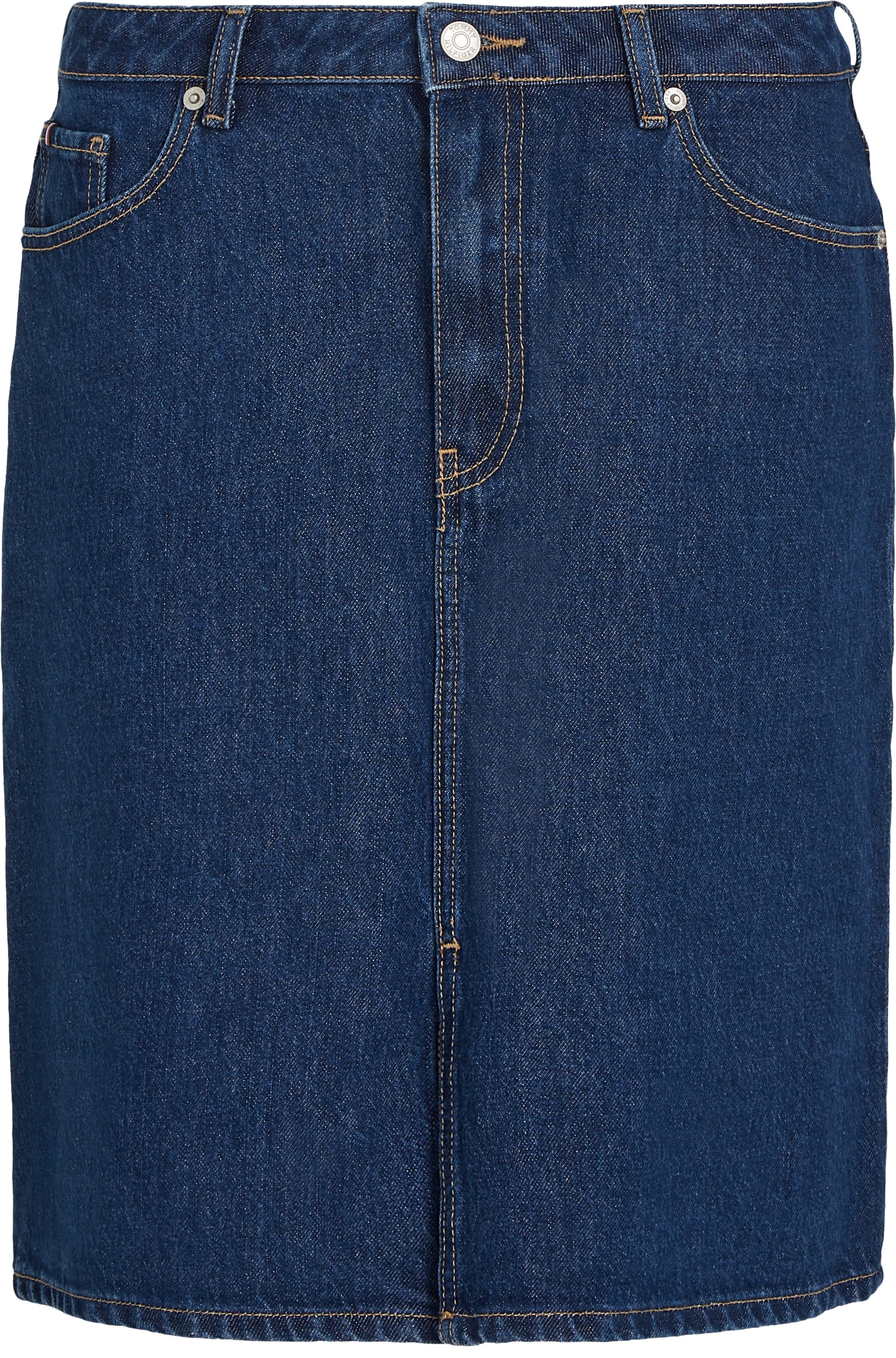 Tommy Hilfiger Jeansrock »DNM KNEE STRAIGHT SKIRT RW ACE« mit Schlitz vorne, mit Nieten