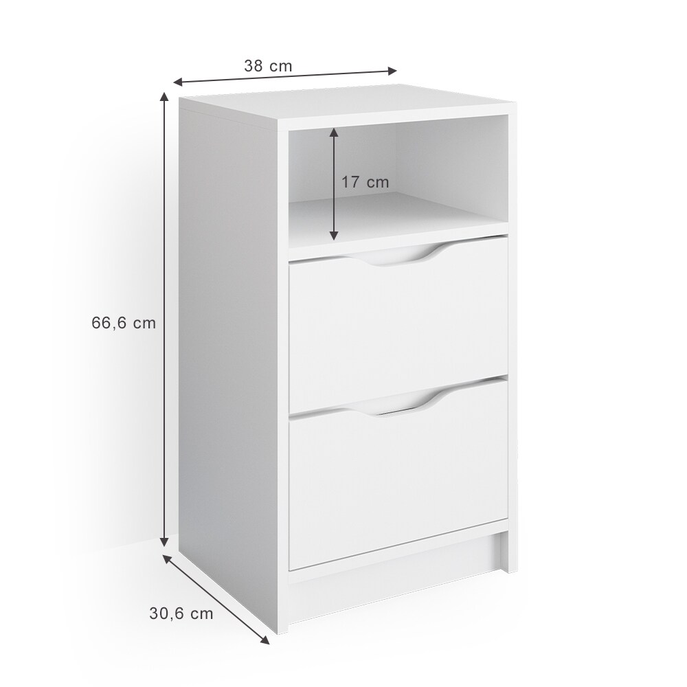 Vicco Nachttisch Ruben weiß Nachtkommode 2 Schubladen für Boxspringbett Kommode
