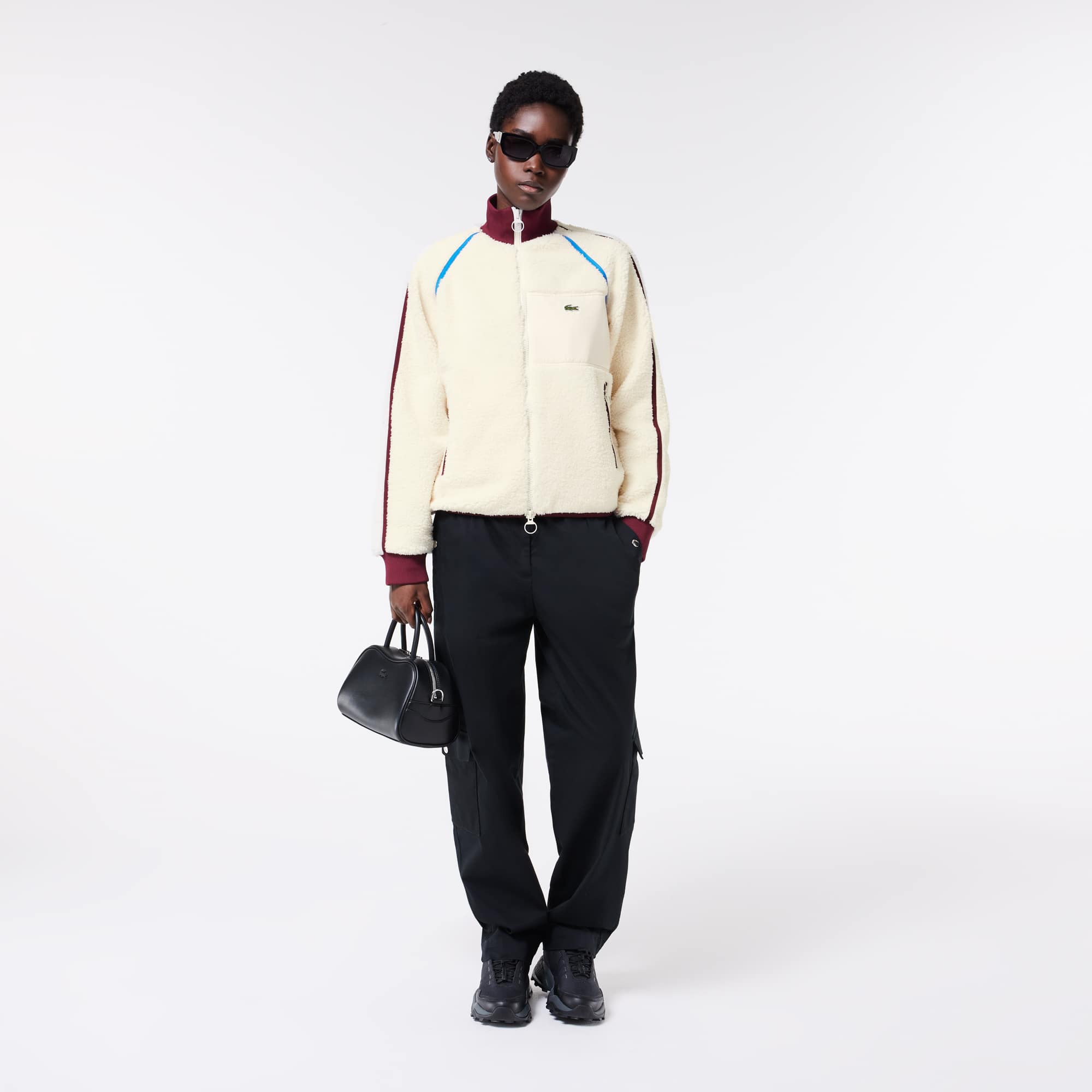Sweatshirt polaire avec détails contrastés Manteaux & Vestes - Blanc - Lacoste - Femme