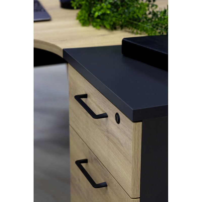 Caisson hauteur de bureau bois Quarta Plus 3 tiroirs