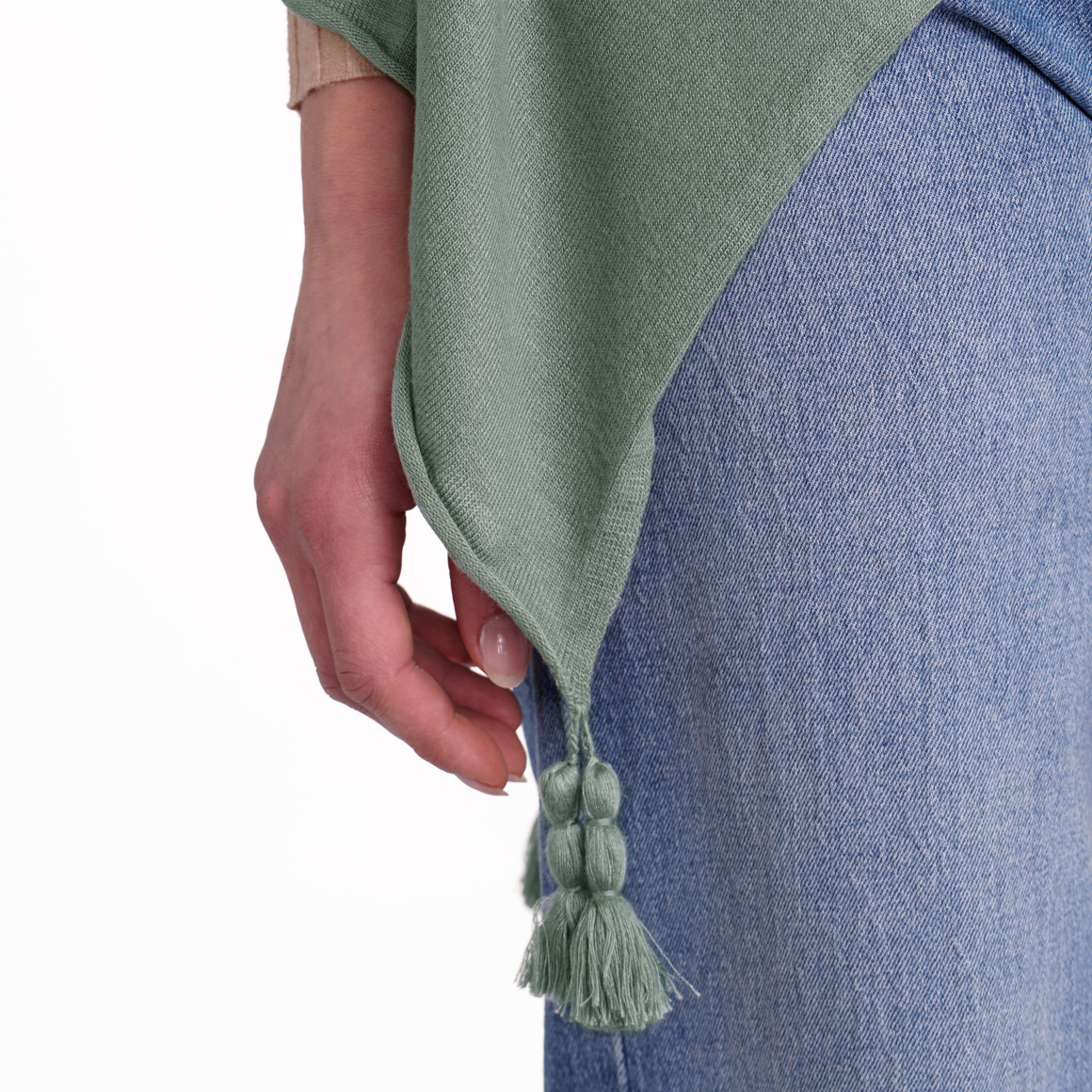 Gina Benotti Damen Poncho mit Tasseln salbei
