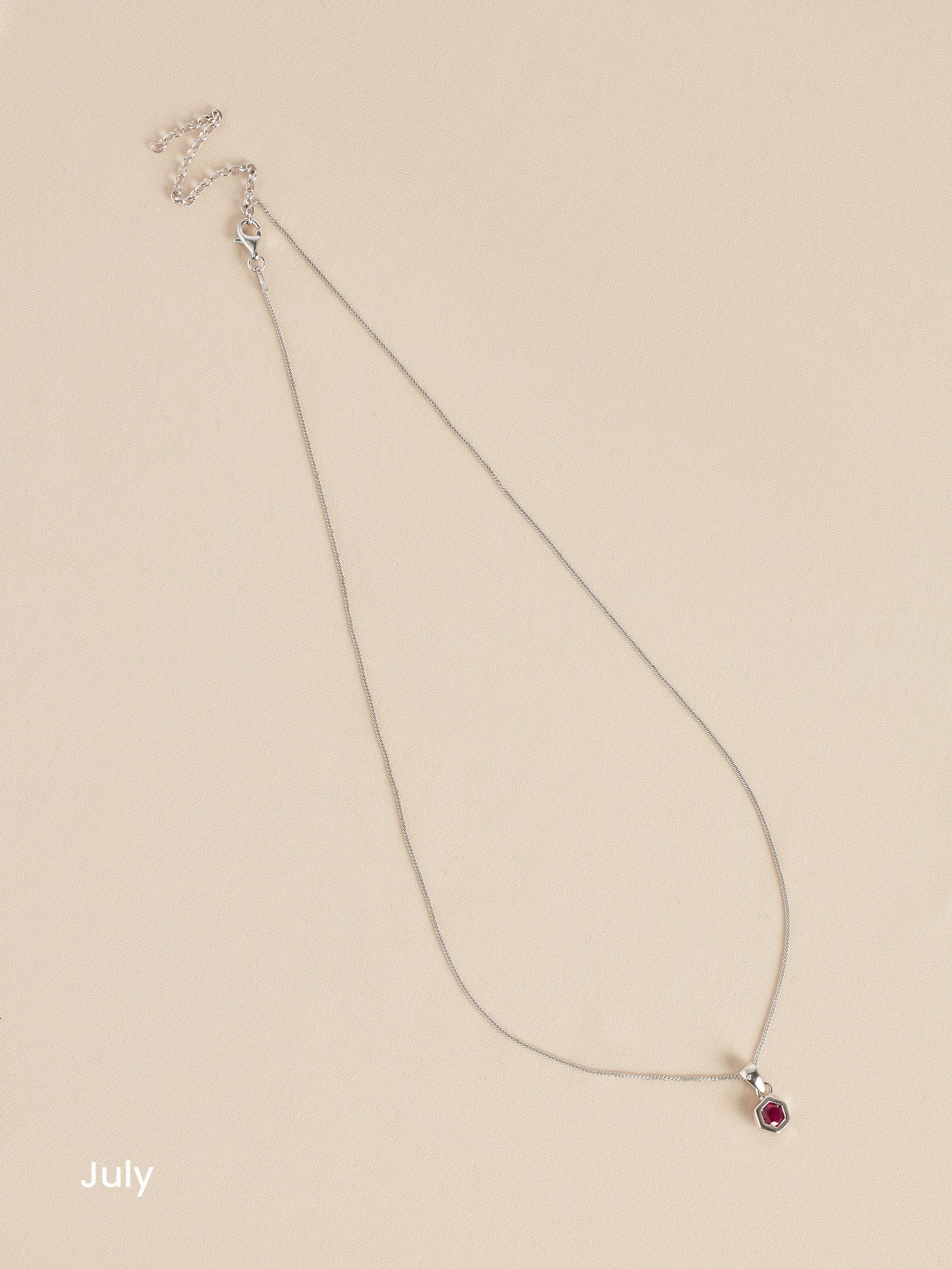Echt zilver - Ketting met zeshoekige geboortesteen