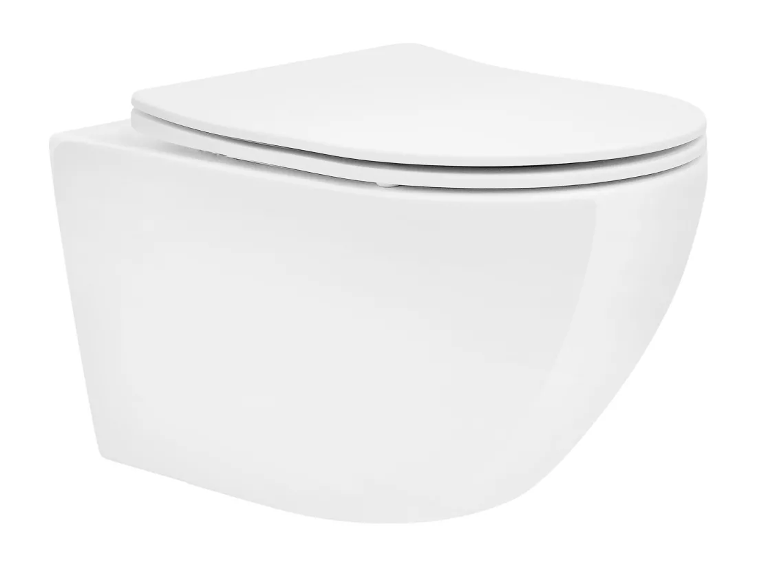 Toilette suspendu sans rebord nano-revêtement blanc Soft Close de salle de bain