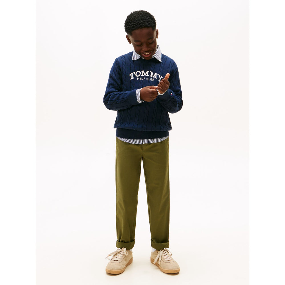 Køb Tommy Hilfiger Dark Night Navy Graphic Cable Cn Sweater
