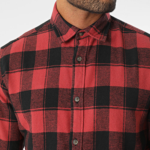 Chemise Manches Longues A Carreaux Oliver Rouge Noir