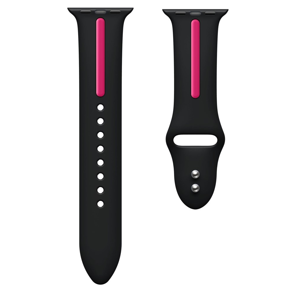 Apple Watch (42/41/40/38 mm) Ersatz Silikon Armband Dual Color - Schwarz / Pink