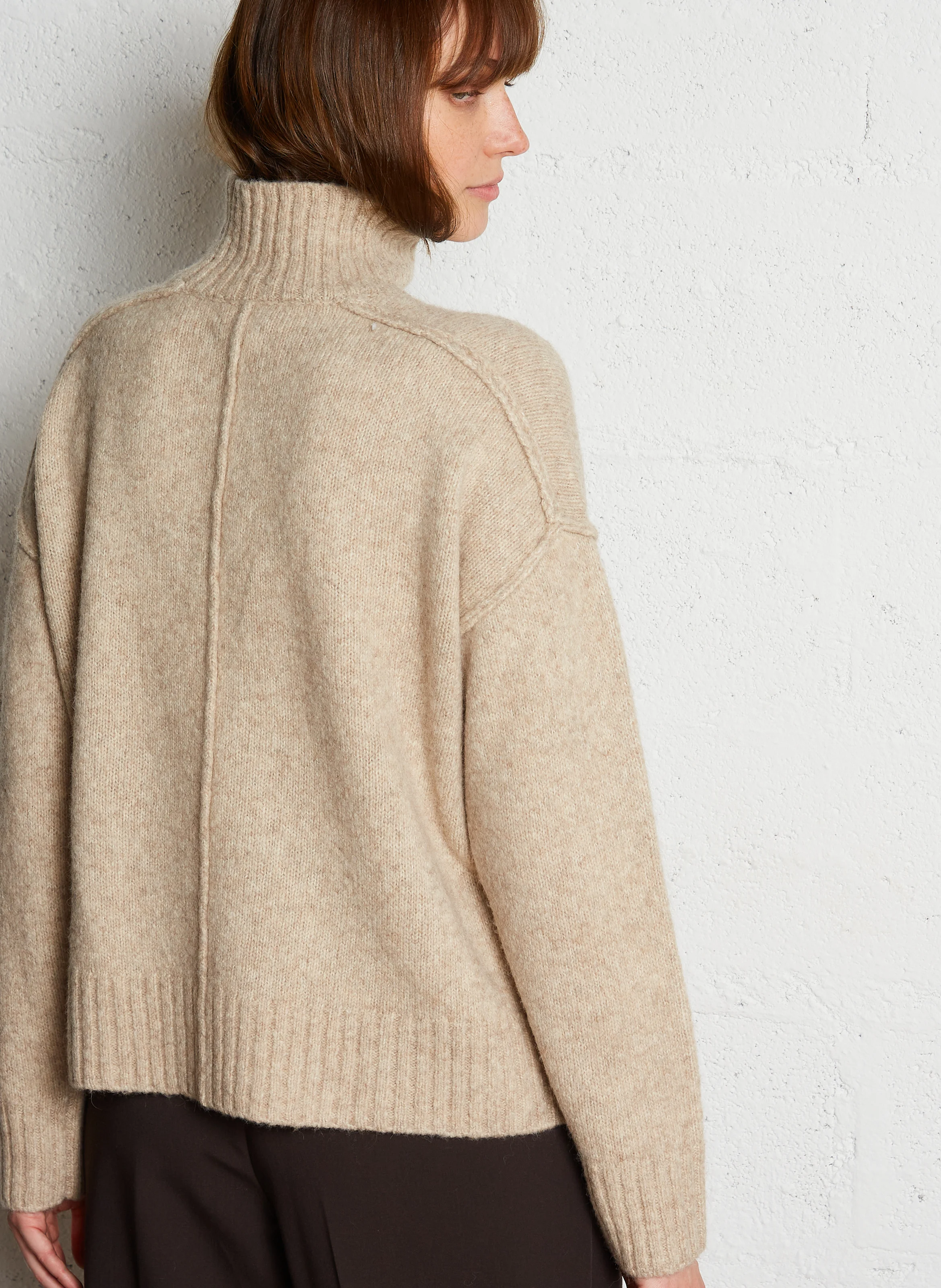 MYTHE - Pull oversize col montant en laine mélangée | Gris