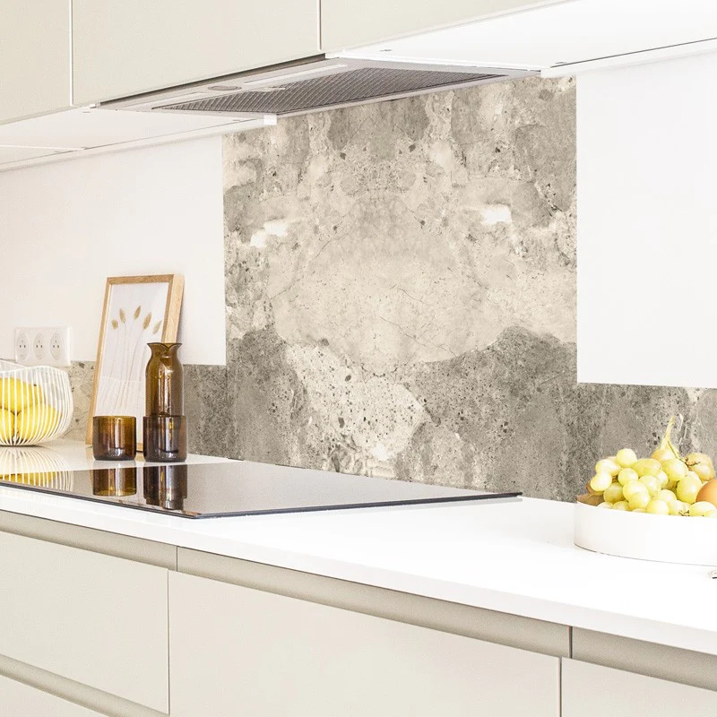 Crédence cuisine Fond de hotte ALU L 60xH 70cm - MINERAL ECRU 99deco