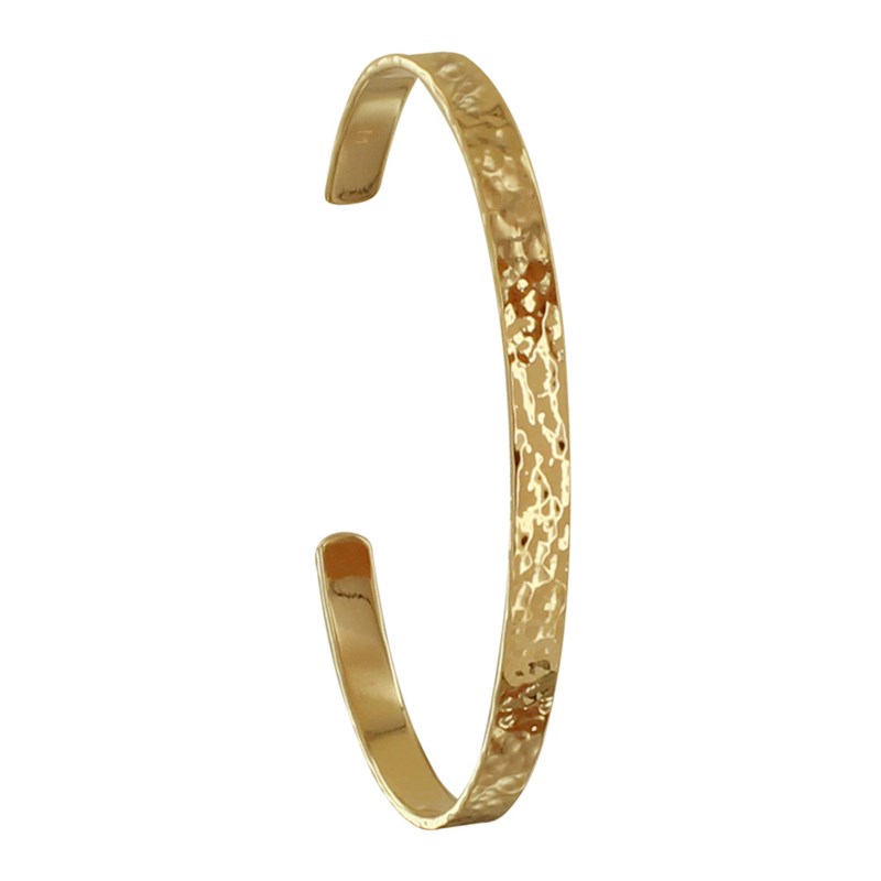 Bracelet Plaqué Or Demi Jonc Martelé