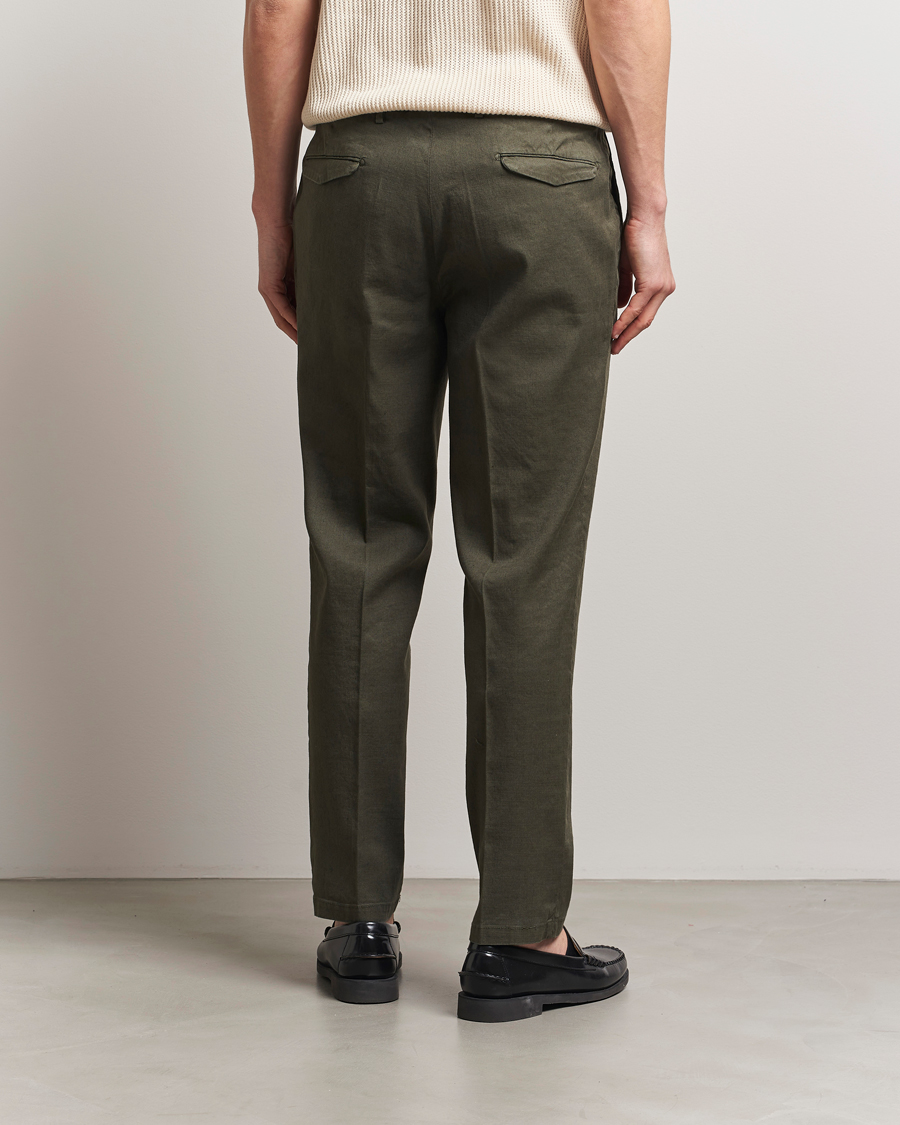 Briglia 1949 Pleated Linen Trousers Olive