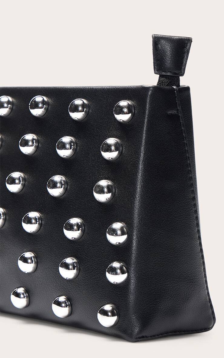 Noir Mini Sac À Bandoulière Structuré À Clous Bombés