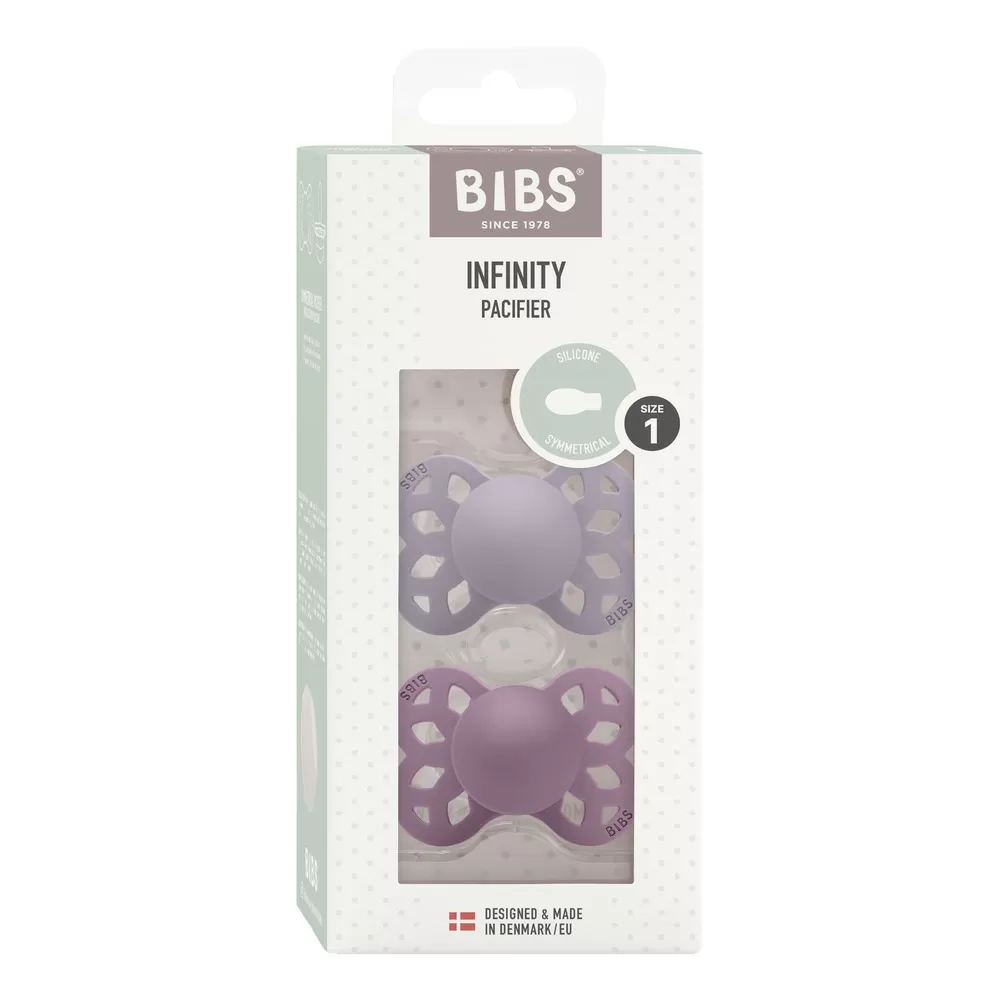 BIBS Infinity Silicone Symetrisk Fossil Grey/Mauve 2 pak - Flere størrelser