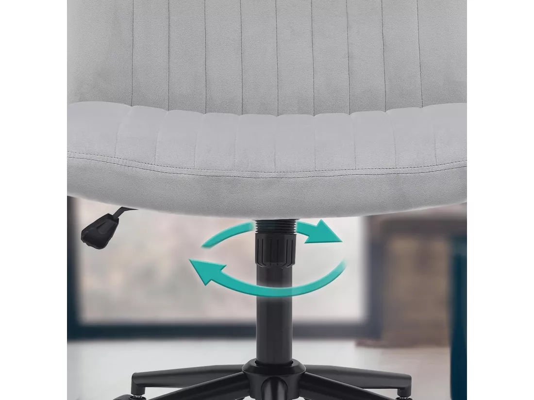 Chaise de bureau - Velours - Gris clair - Kingman