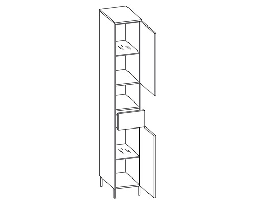 Pelipal Offenbach QS 313 hoge kast, breedte 195 x 30 x 33 cm, Sanremo eiken