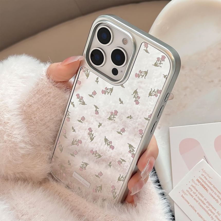 Pixel Dream - Bloemen gespiegeld telefoonhoesje / bandje / set - Apple iPhone 16 Pro Max / 16 Pro / 16 Plus / 16 / 15 Pro Max / 15 Pro / 15 Plus / 15 / 14 Pro Max / 14 Pro / 14 Plus / 14 / SE / 13 Pro Max / 13 Pro / 13