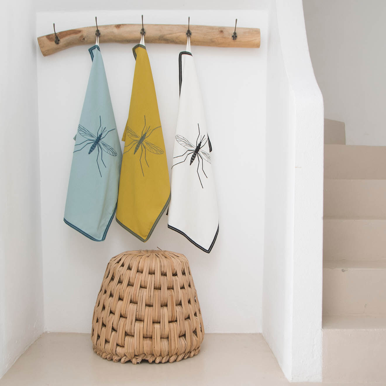 Febronie 2 Torchons en Coton Mosquito jaune/kaki - 50x75 cm