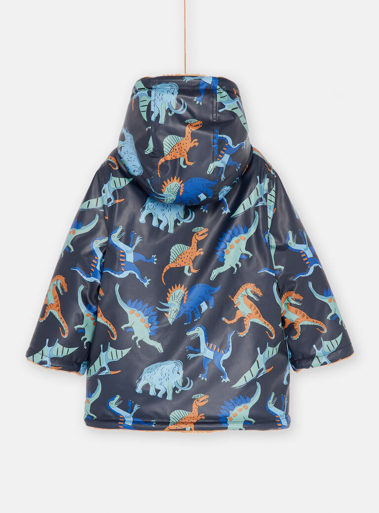 Imperméable à capuche réversible bleu nuit et camel