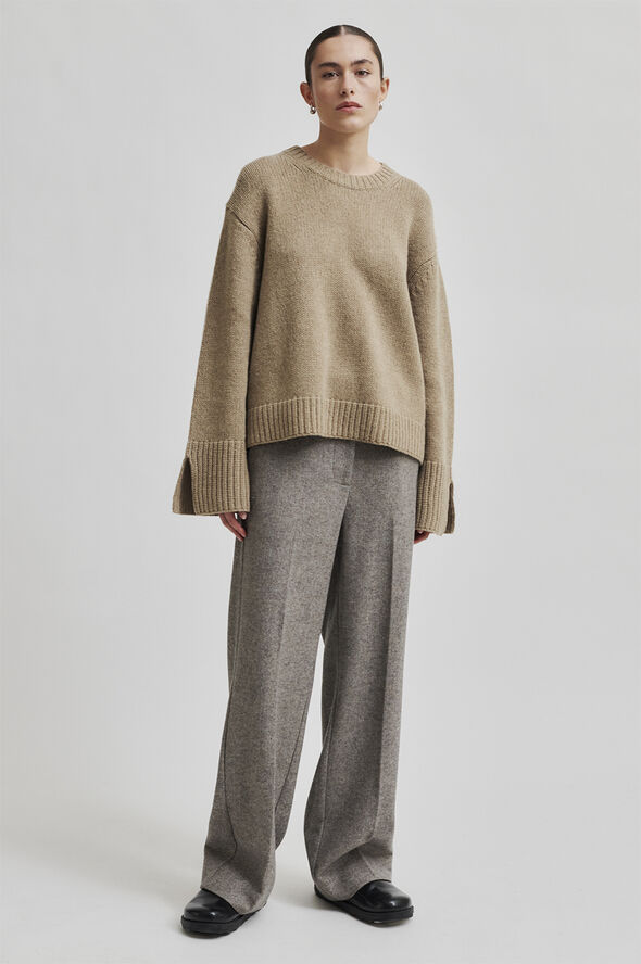 Second Female Cler Wool Knit O-Neck Laurel oak