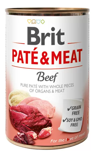 Brit Pate & Meat vådfoder m. oksekød - 400 g.