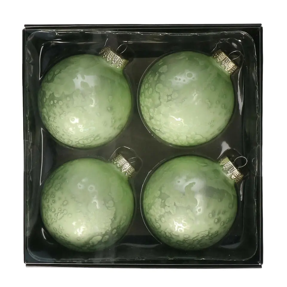 Othmar Decorations Luxe kerstballen - 4x -8 cm - groen -glas