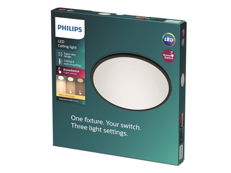 Philips Deckenleuchte LED SceneSwitch CL550 2000 lm 2700K, 3-in-1 LED Leuchte zur Deckenmontage