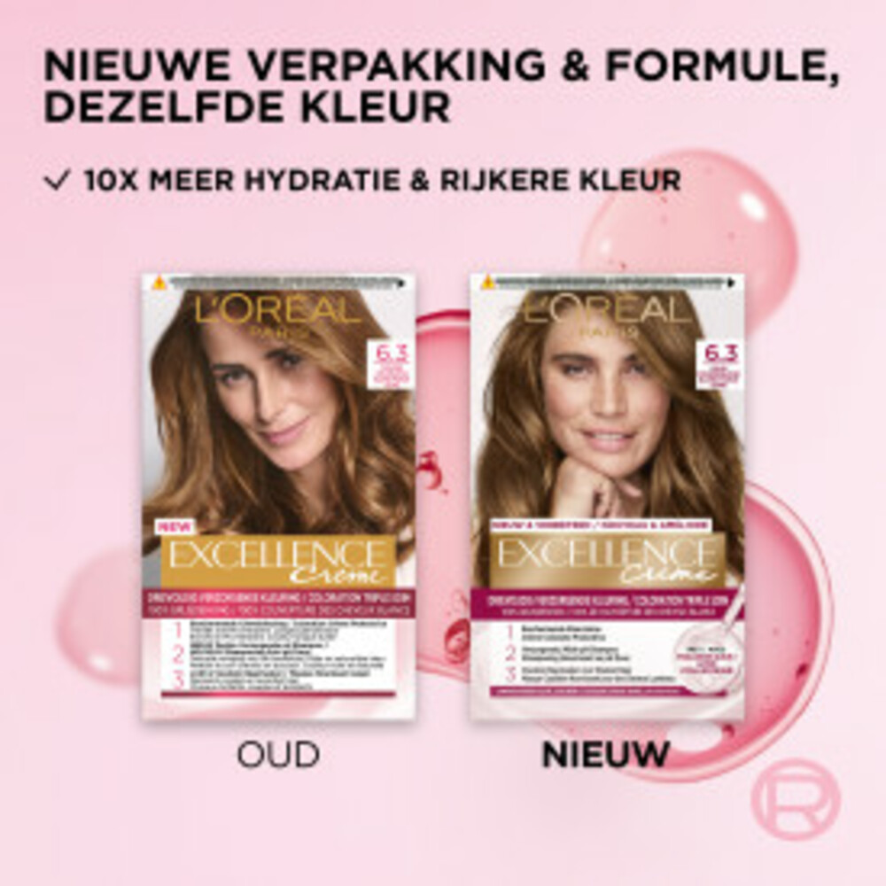 L'Oréal Excellence Crème Permanente Crèmekleuring 6.3 Donker Goudblond