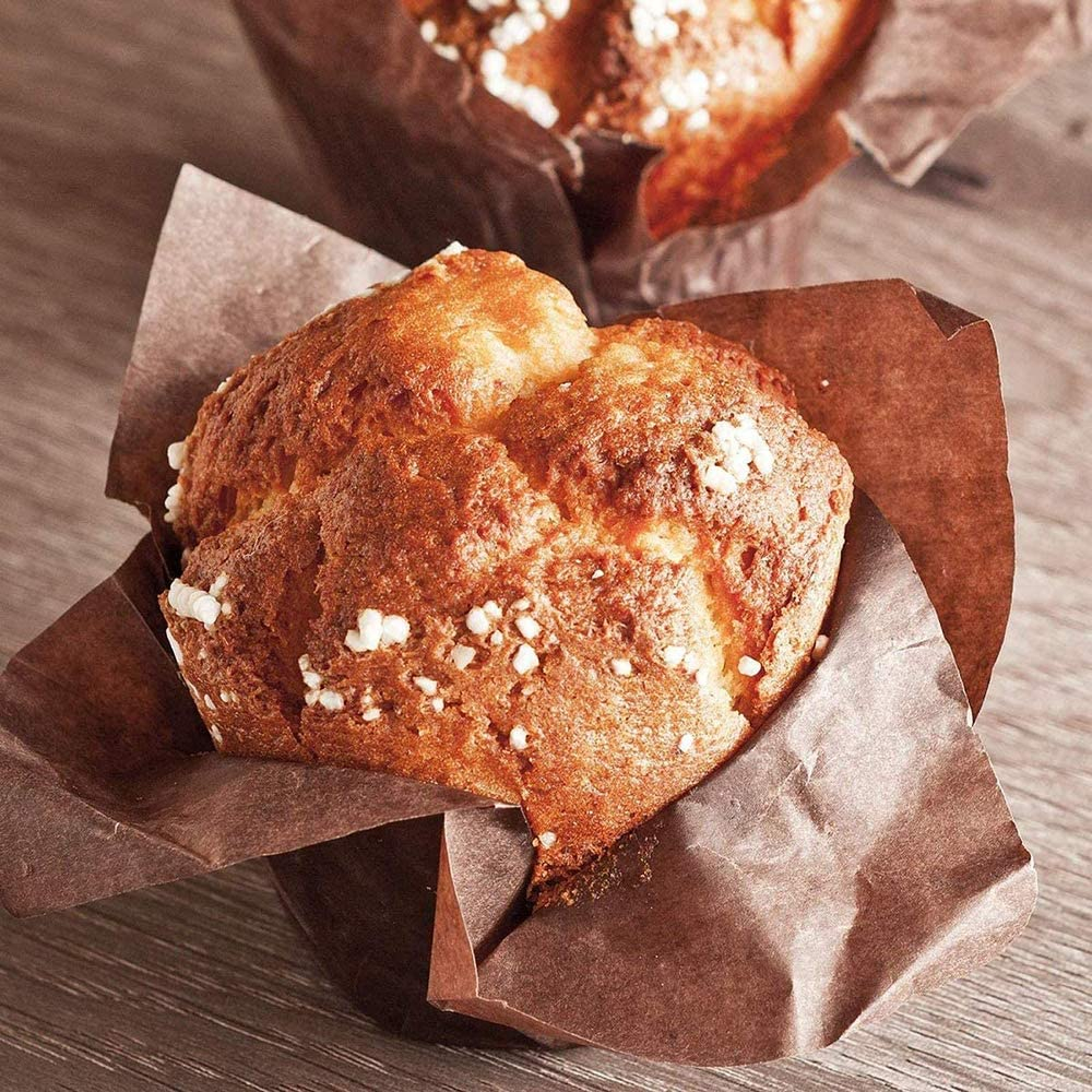 (50er Set) Einweg Papier Cupcake Förmchen Muffin Form Brötchen Backform mit Ornament Muster - Braun