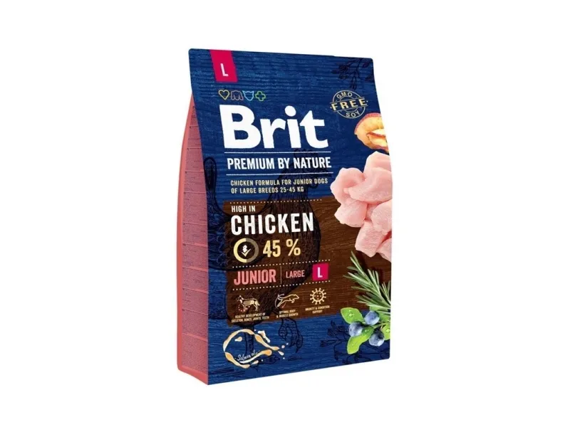 Brit Premium by Nature Junior L, Hundehvalp, Kylling, 15 kg, Maxi (26 - 44 kg), Vitamin A,Vitamin D3,Vitamin E, Generelt sundhed