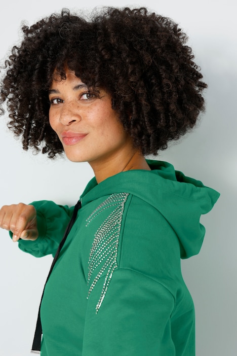 Hoodie, Kapuzensweatshirt, oversized, Glitzer-Schulterfransen, Ballon-Langarm