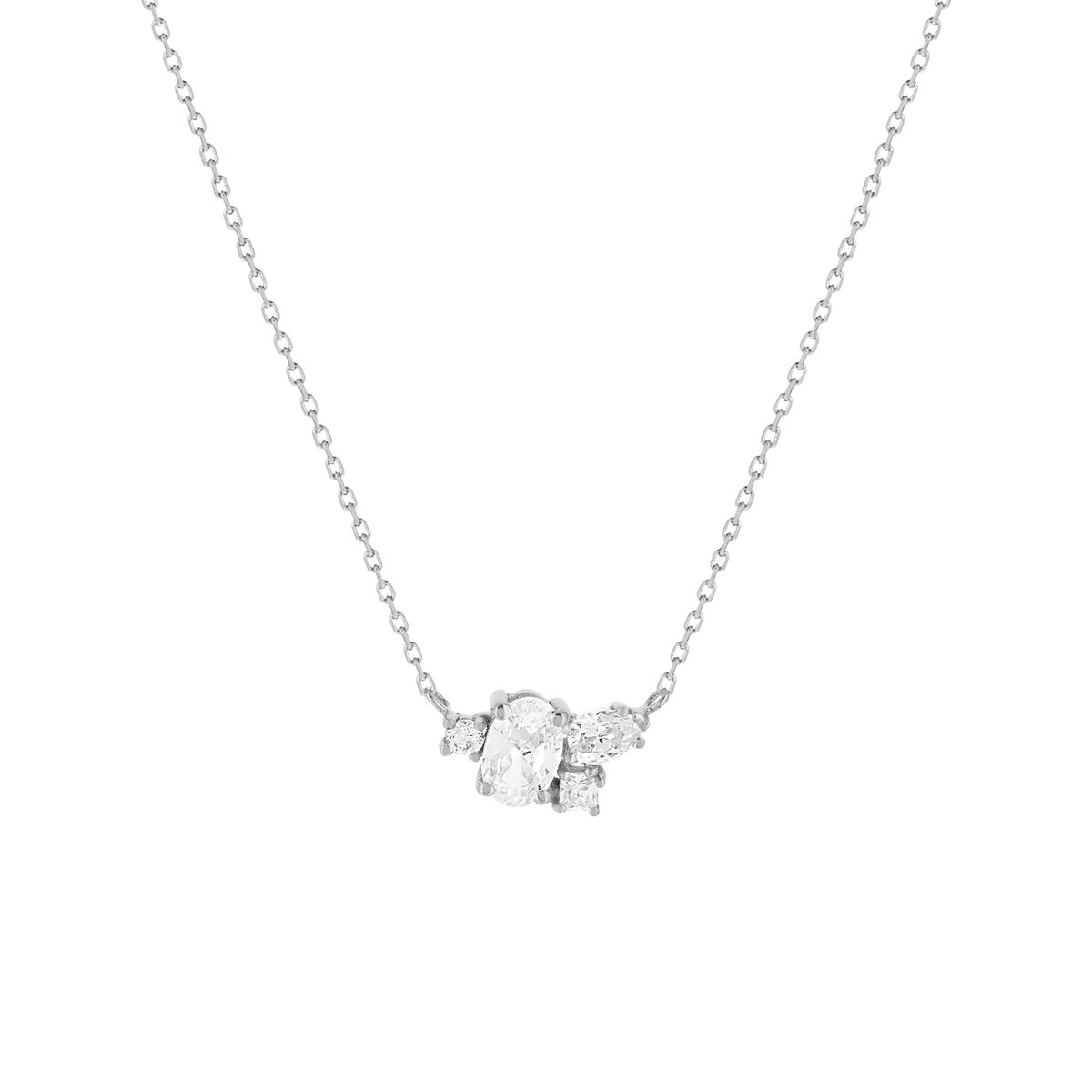 Collier or blanc 375 zirconias 45 cm