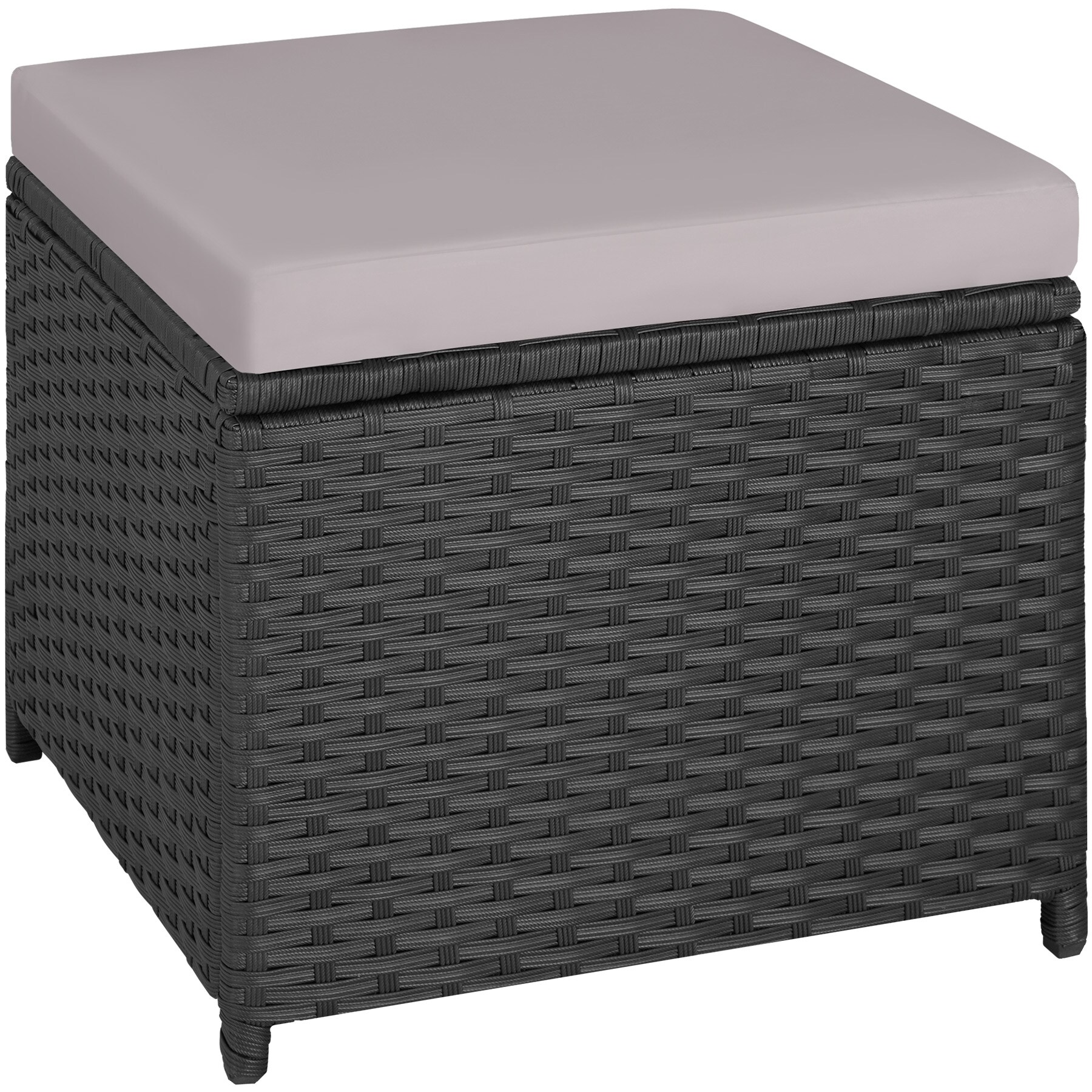 tectake® Rattan Lounge, für 6 bis 8 Personen, UV-beständig, mit Sicherheitsglasplatten