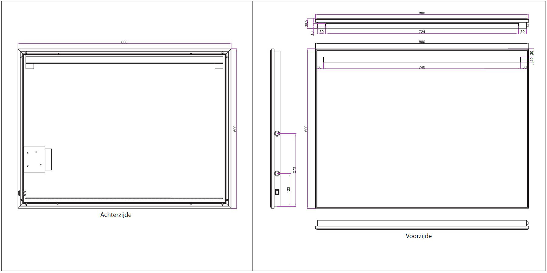 Mueller Beam spiegel met LED verlichting condensvrij 80x60cm