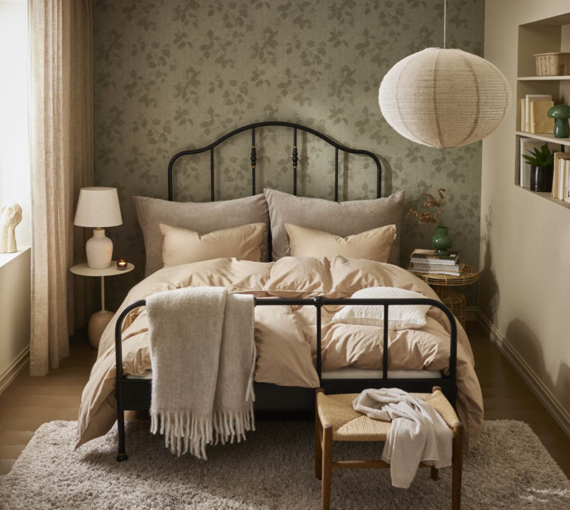 Plain cotton bomullsengesett 140x200 beige