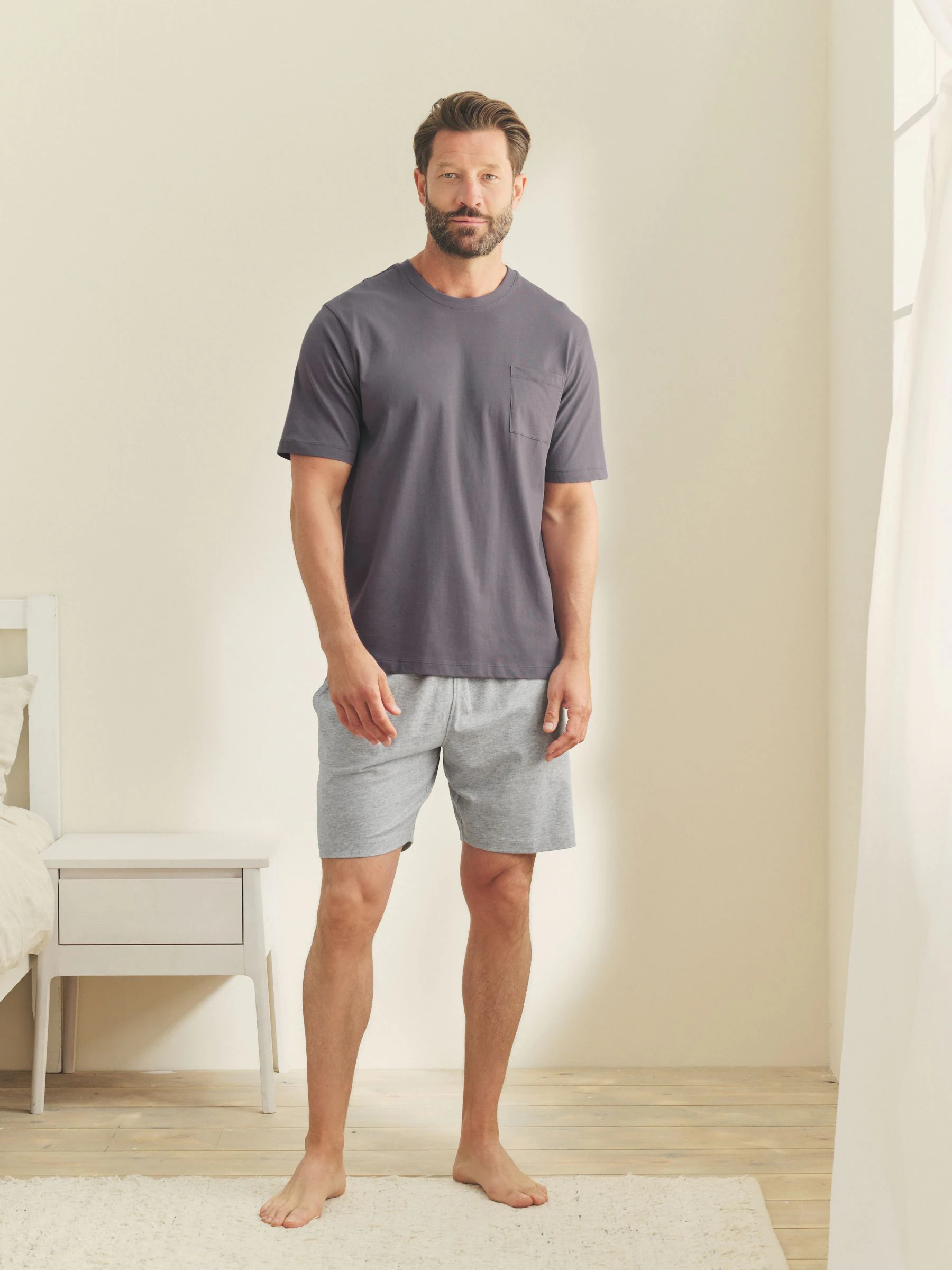 Lila/grijs gemêleerd - Jersey pyjama met korte mouwen