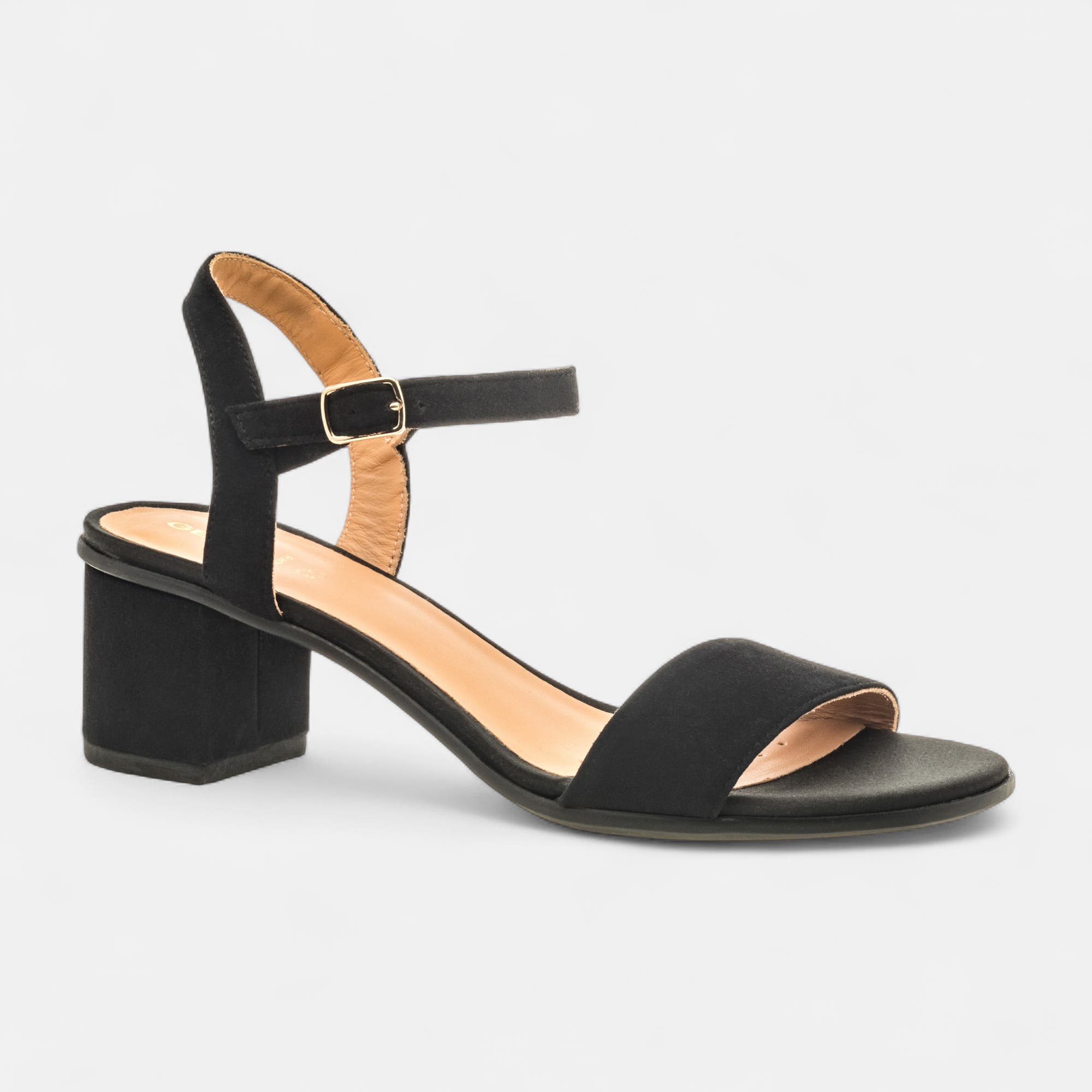 Nu-pieds à talon compensé Femme en cuir noir