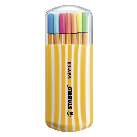 Fineliner - STABILO point 88 - 20er Pack Zebrui - 20 verschiedene Farben inkl. 5 Neonfarben