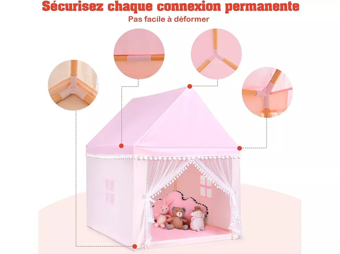 Tente de jeu enfant château intérieur de princesse / prince cadre en bois