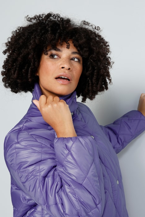 Steppjacke, oversized, Rhombenstepp, 2-Wege-Zipper, Langarm