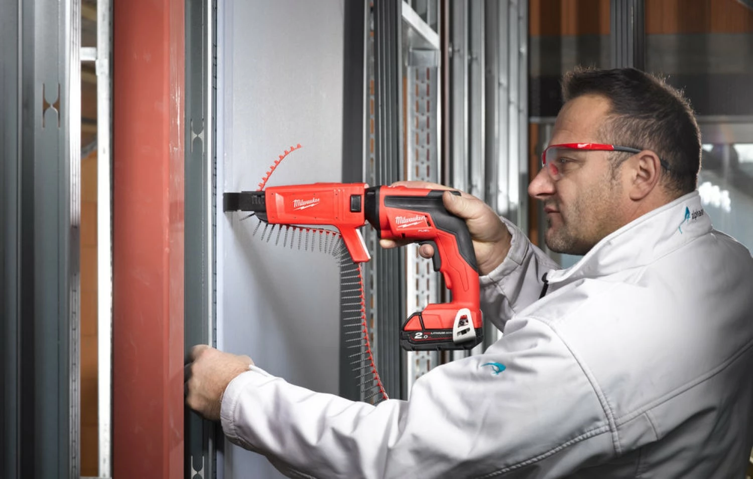 Milwaukee M18 FSGC-202X 18V Li-Ion accu Gipsschroefmachine / Bandschroefmachine set (2x 2,0Ah) in HD Box - koolborstelloos