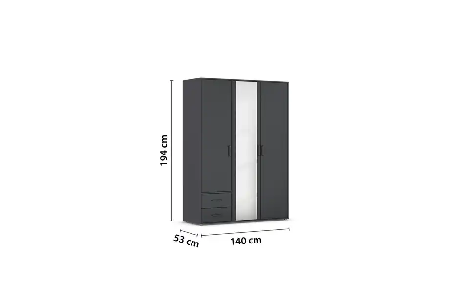 Drehtürenschrank ohne Absetzung 140 cm 3 Stück