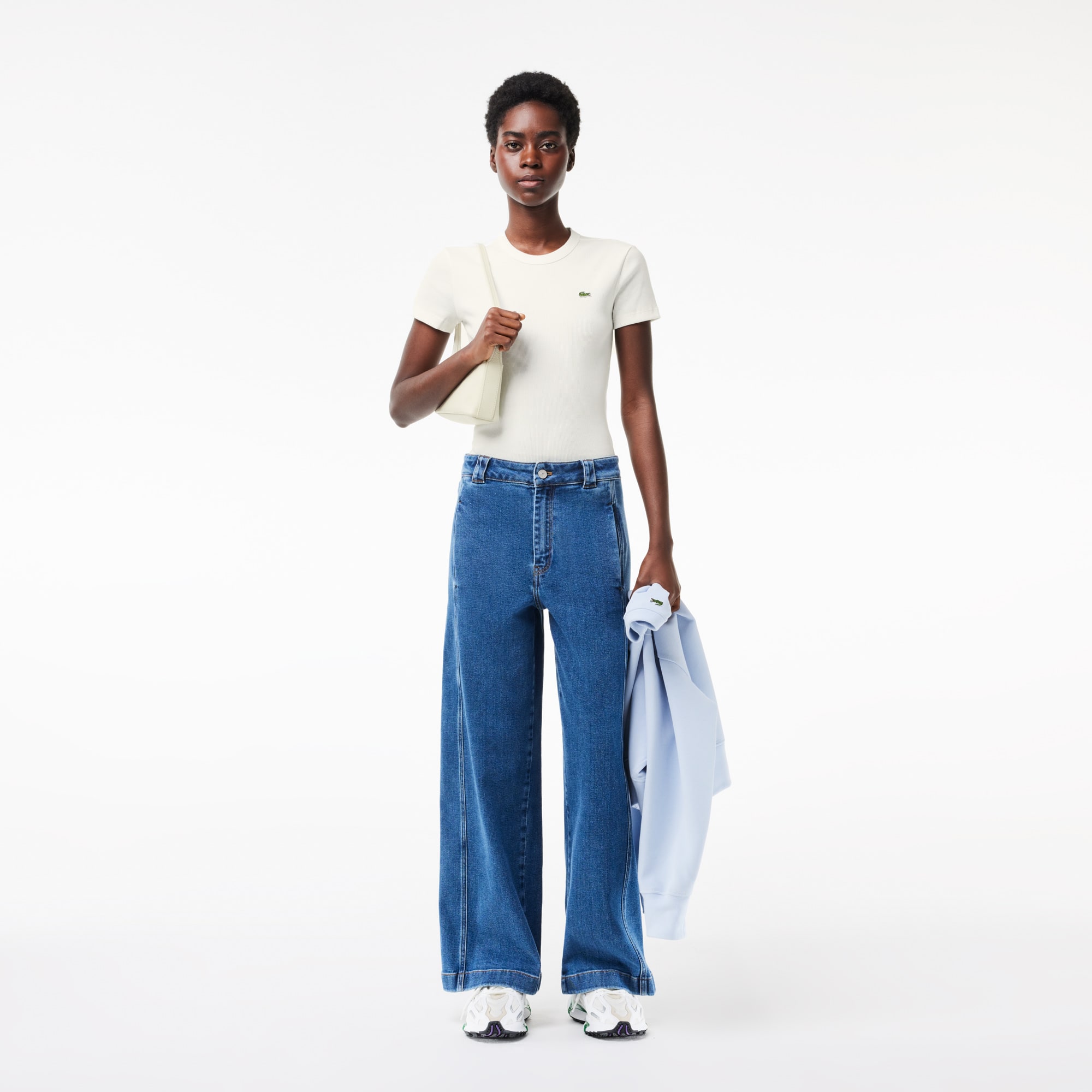 T-shirt femme Lacoste slim fit en coton biologique T-Shirts - Blanc - Lacoste - Femme