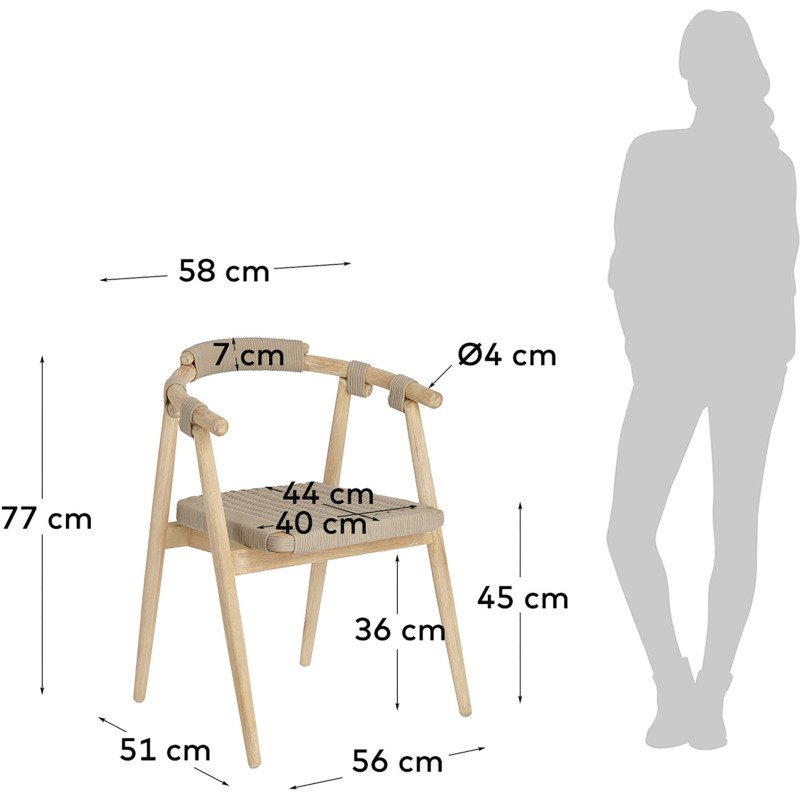 Chaise Majela - corde - bois d'eucalyptus