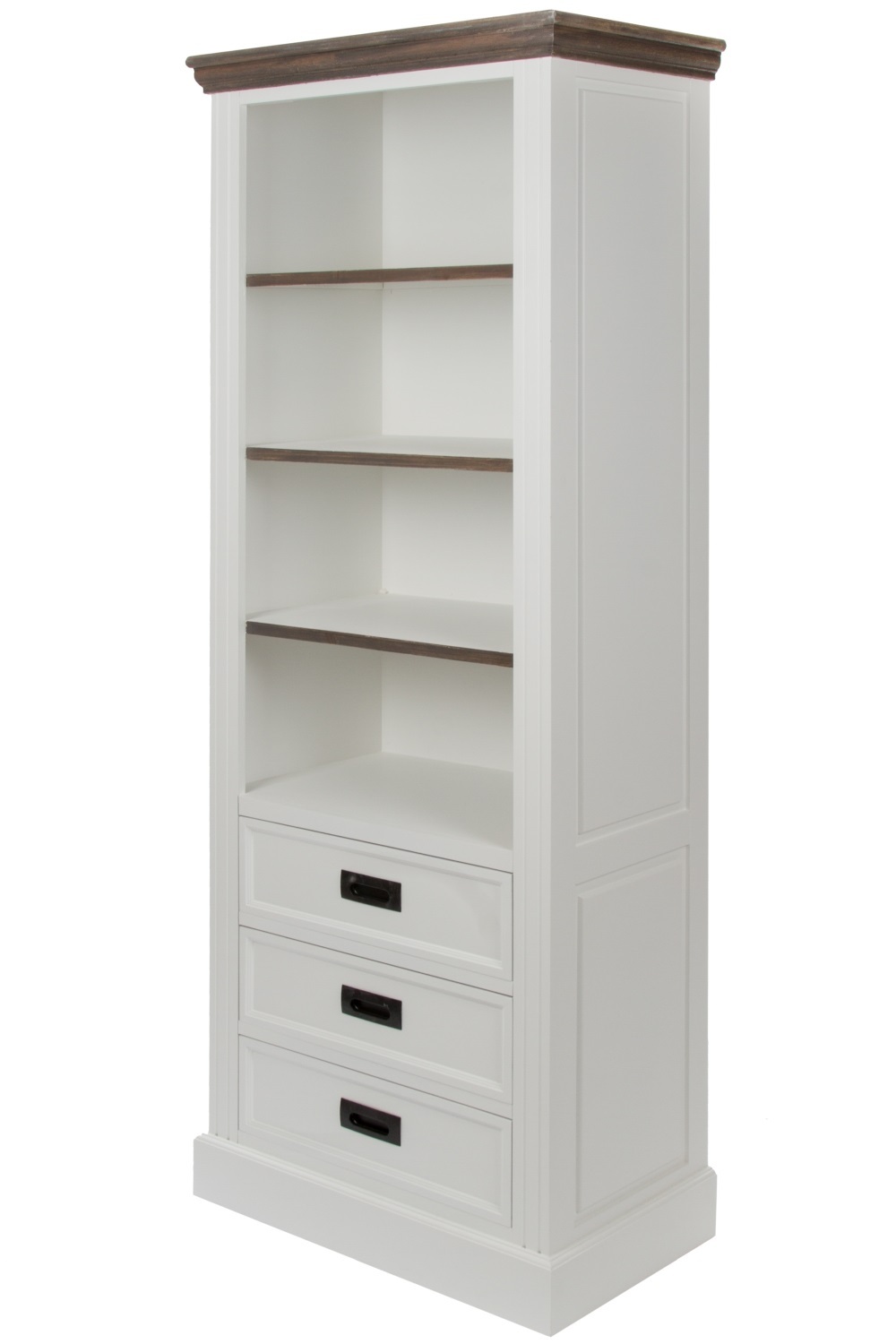 Bücherregal RITA - weiß-natur - 3 Schubladen