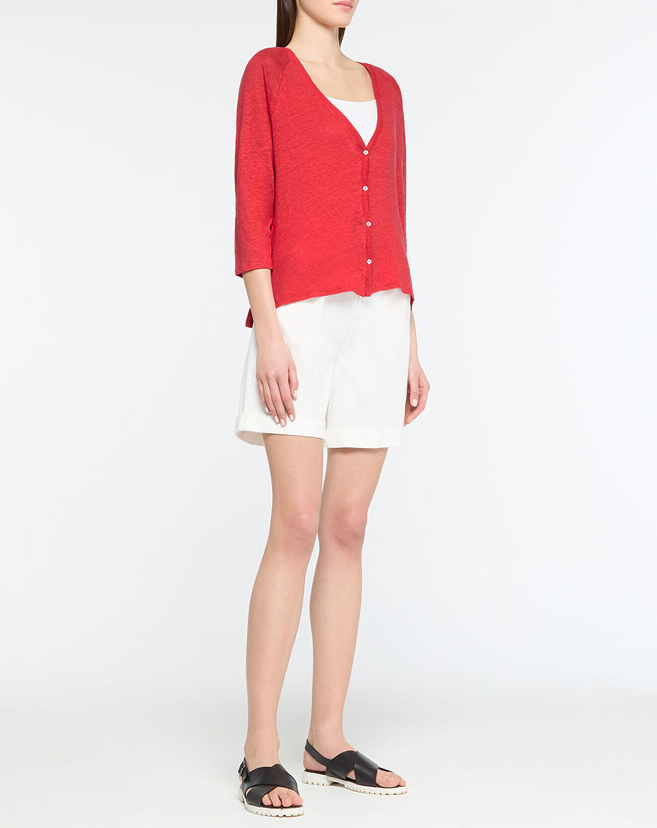 Yerse Gilet 100% Lin Lorelai rouge