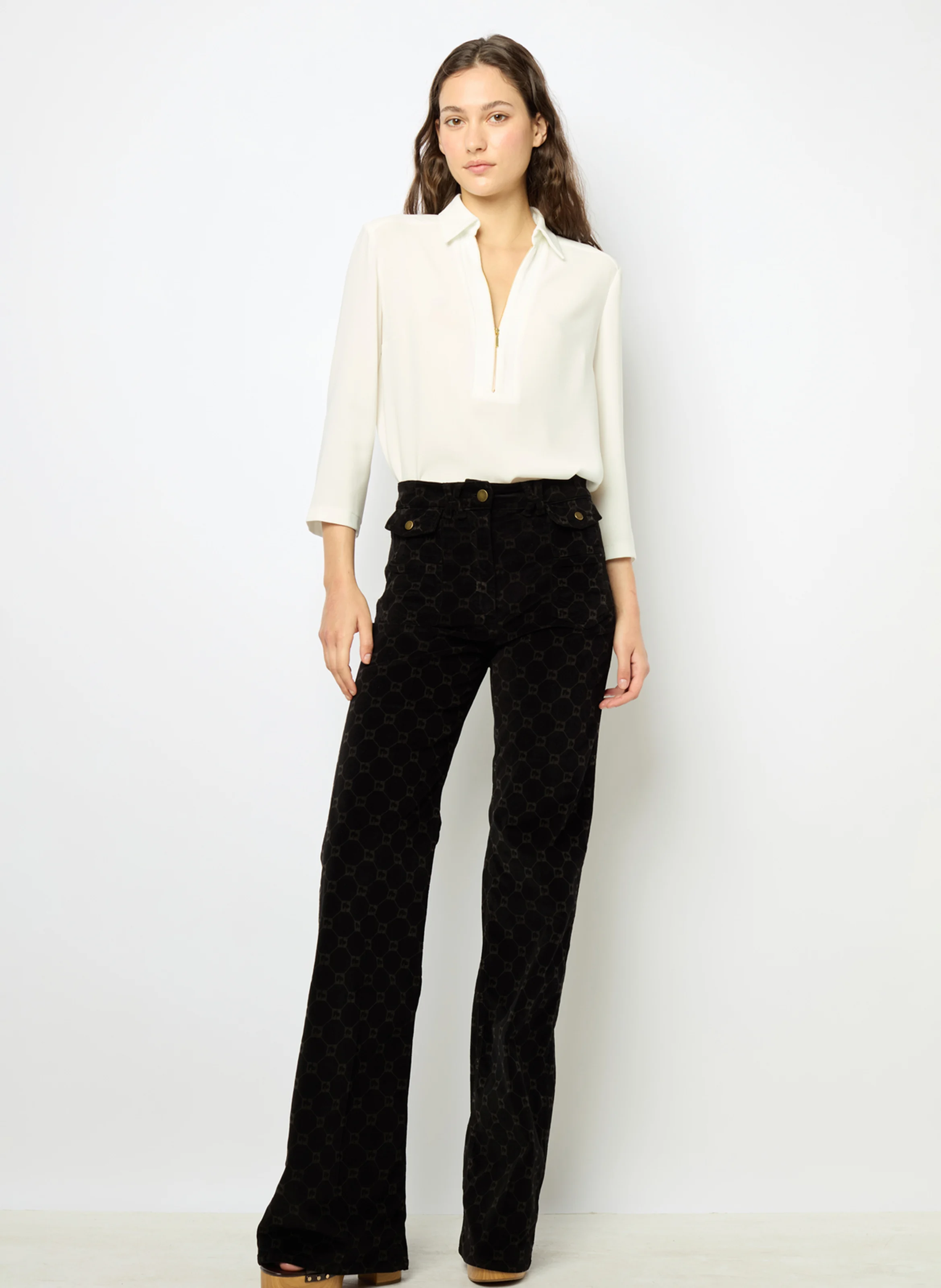 BRANDA - Blouse col chemise| Blanc