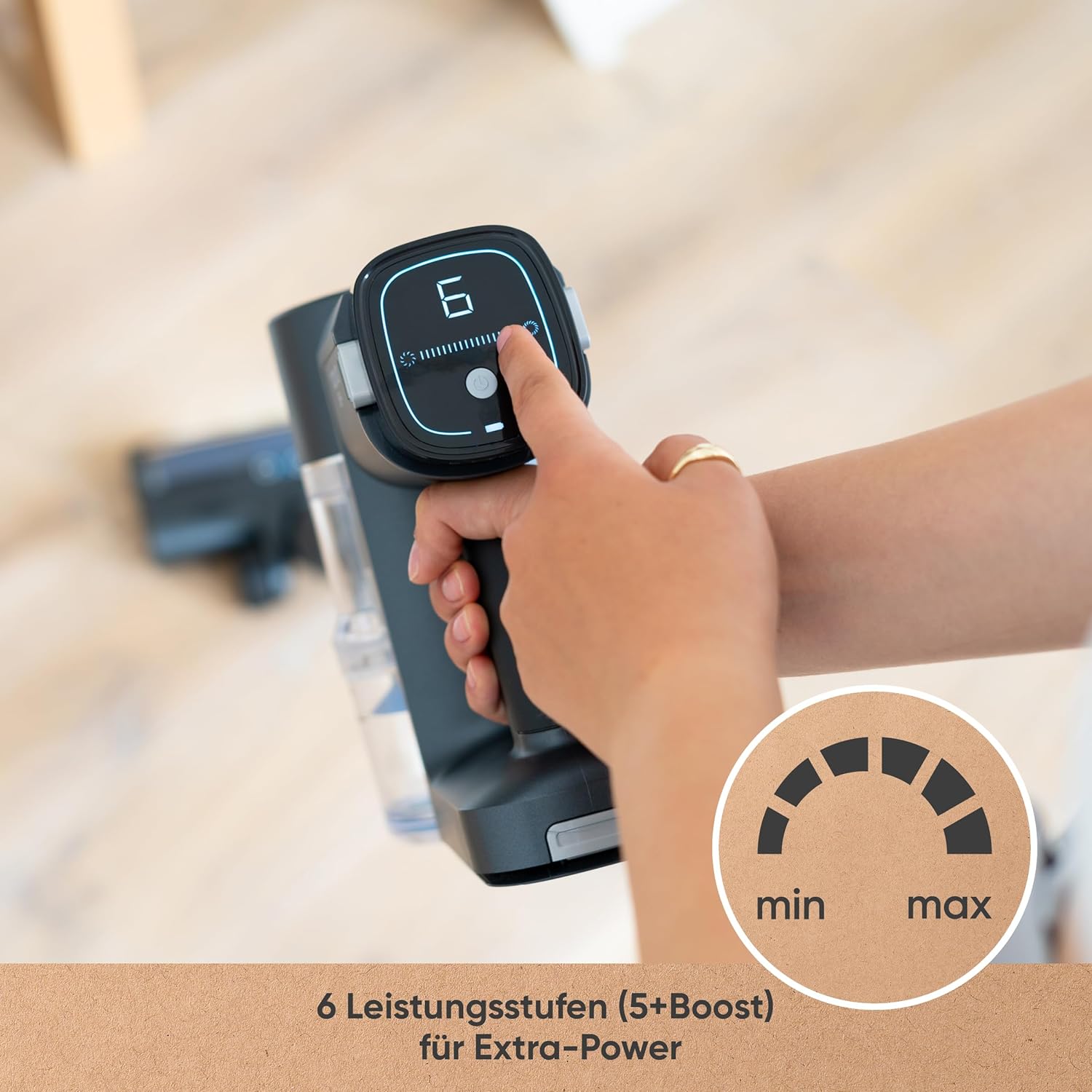 hoogo Akku-Staubsauger S5+ 3in1 | 550W | 30.000 Pa | beutellos kabellos | Laufzeit bis zu 75 Min. | Handstaubsauger | Tierhaare | mit Beuteloption | LED Beleuchtung | Qualität aus Deutschland