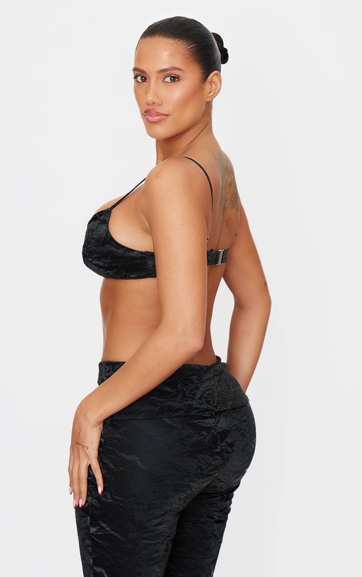 Noir Ensemble Coordonné Bralette En Synthétique Effet Délavé Shape